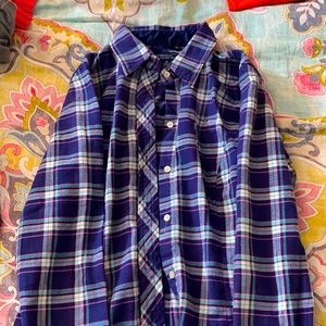 Purple, pink, white light blue button up